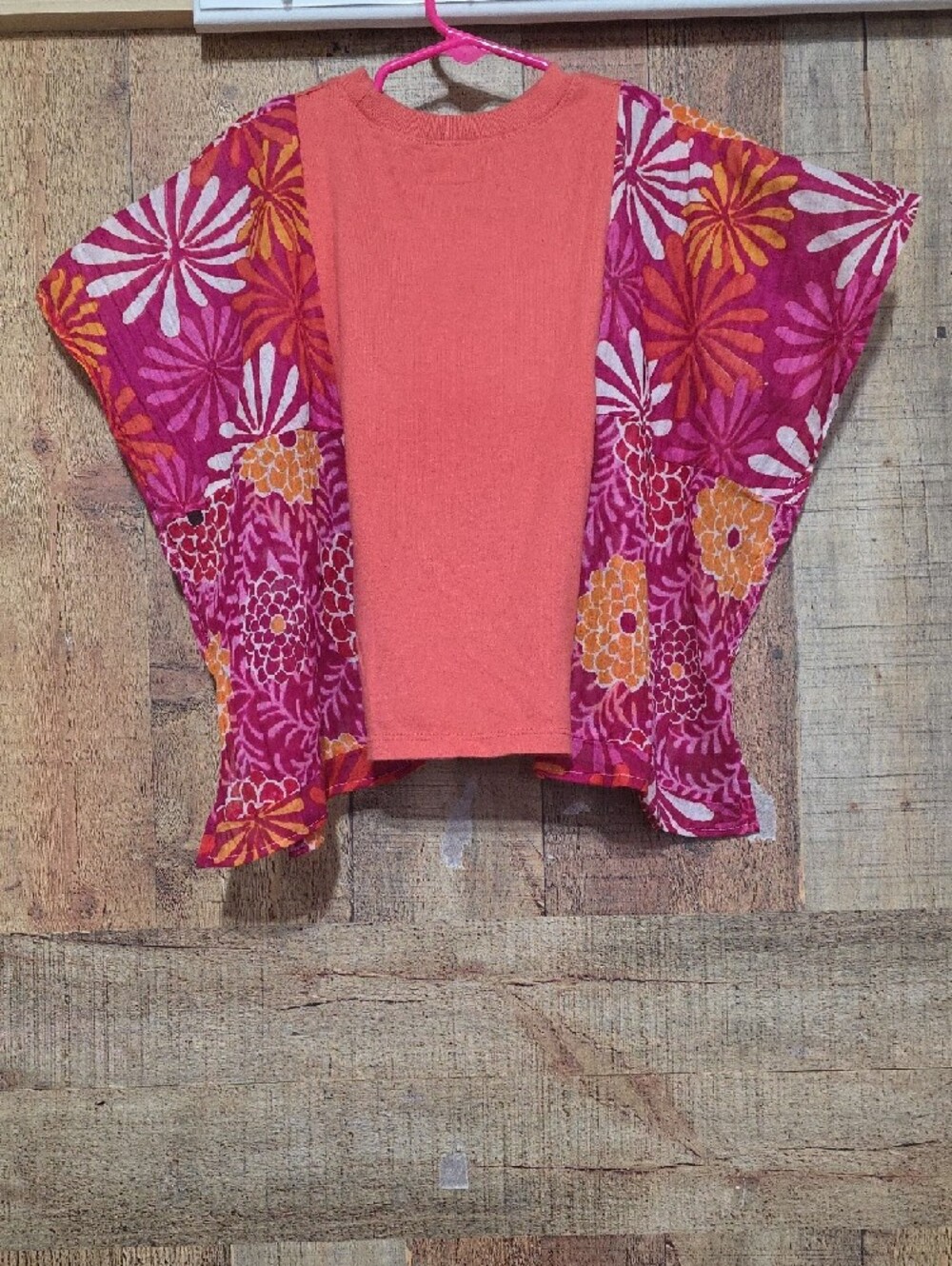 Kid's Upcycled Mom's Main Squeeze Coral & Fuchsia Graphic Poncho Tee - Picture 7 of 7